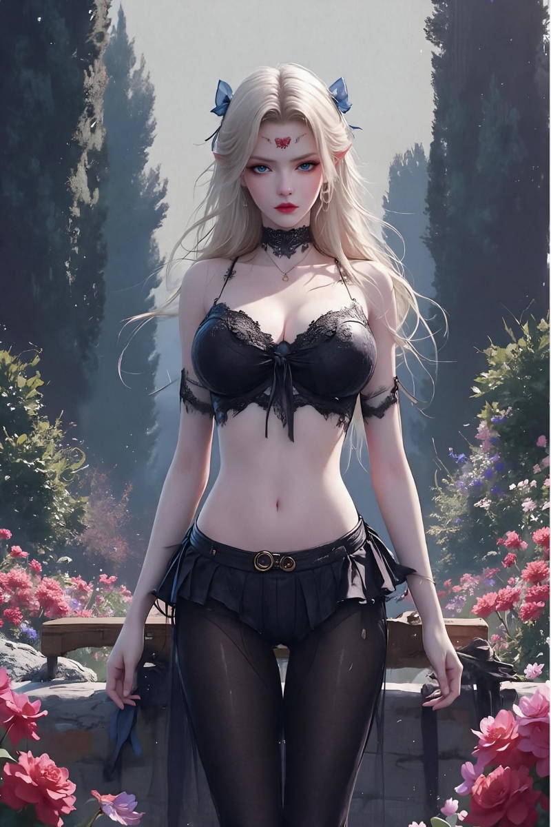 国漫女神美杜莎女王黑丝美腿蕾丝边胸罩性感写真