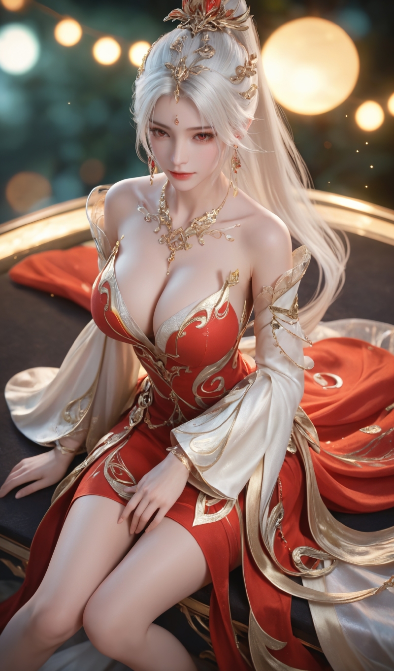 国漫女神火灵儿朱雀连体红裙写真，超高清手机美女壁纸